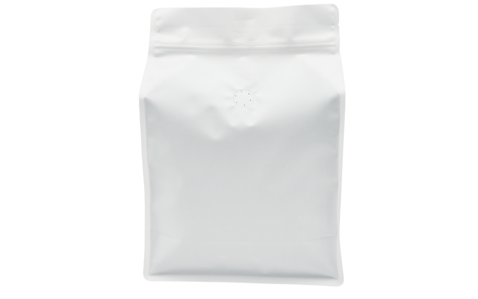 500 Stk. ♺ Kaffeebeutel für 1.000g in MATT WEISS, Flachbodenbeutel aus MONO - Material, inkl. Ventil, Top - Zipper und Aromaschutz - kaffeeverpackung.com
