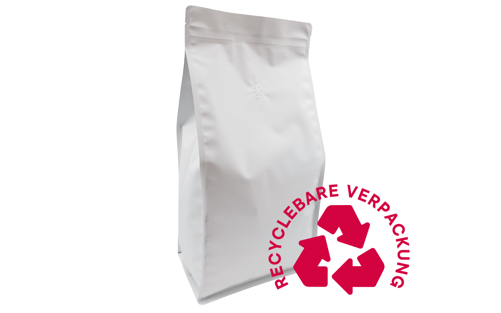 120 Stk. ♺ Kaffeebeutel für 3KG in weiß - matt, Flachbodenbeutel RECYCLINGFÄHIG inkl. Ventil, Top - Zipper und Aromaschutz - kaffeeverpackung.com