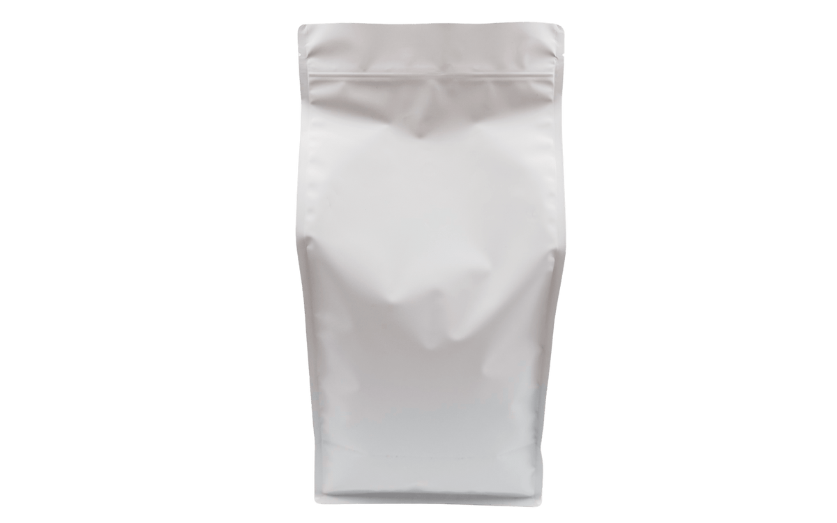 120 Stk. ♺ Kaffeebeutel für 3KG in weiß - matt, Flachbodenbeutel RECYCLINGFÄHIG inkl. Ventil, Top - Zipper und Aromaschutz - kaffeeverpackung.com