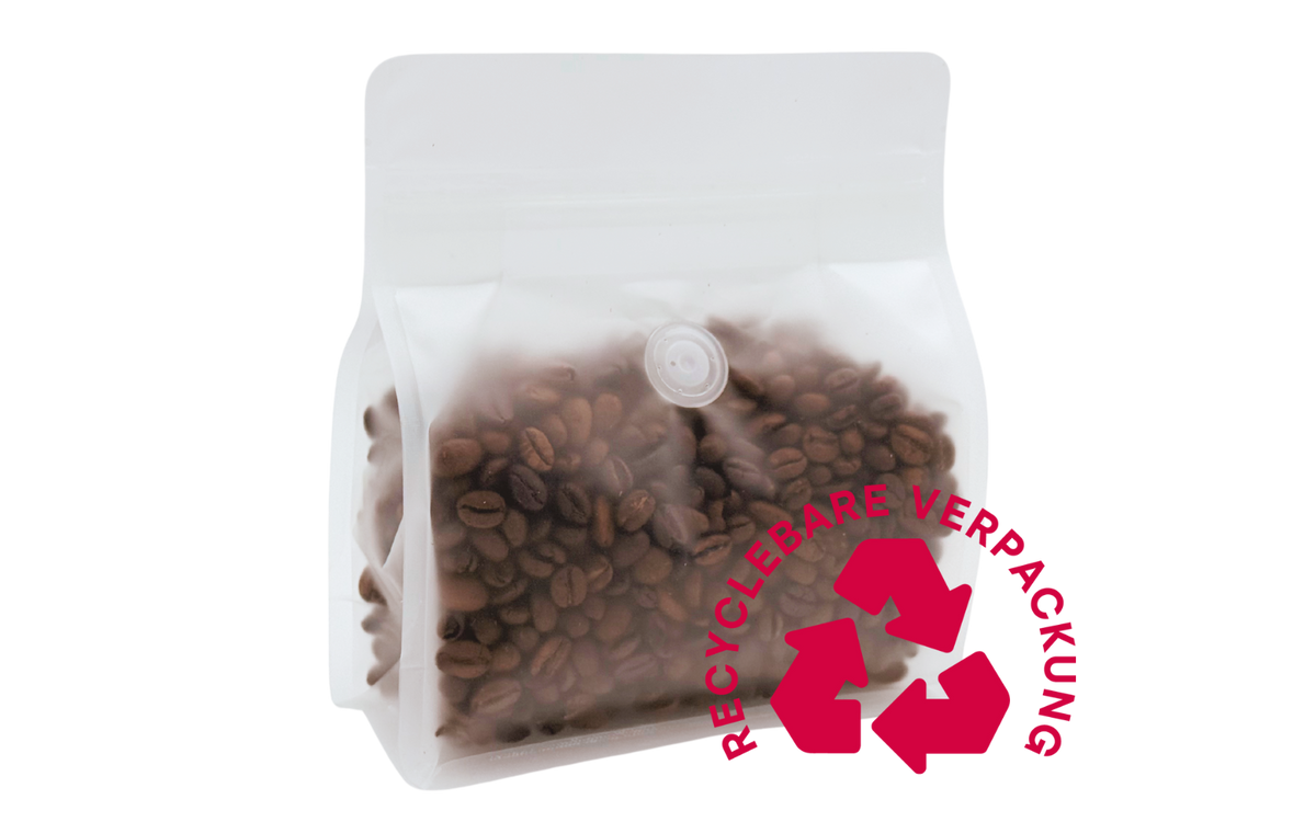 500 pcs brown coffee bags Flat-bottom bags RECYCLABLE incl. valve, front zip and aroma protection