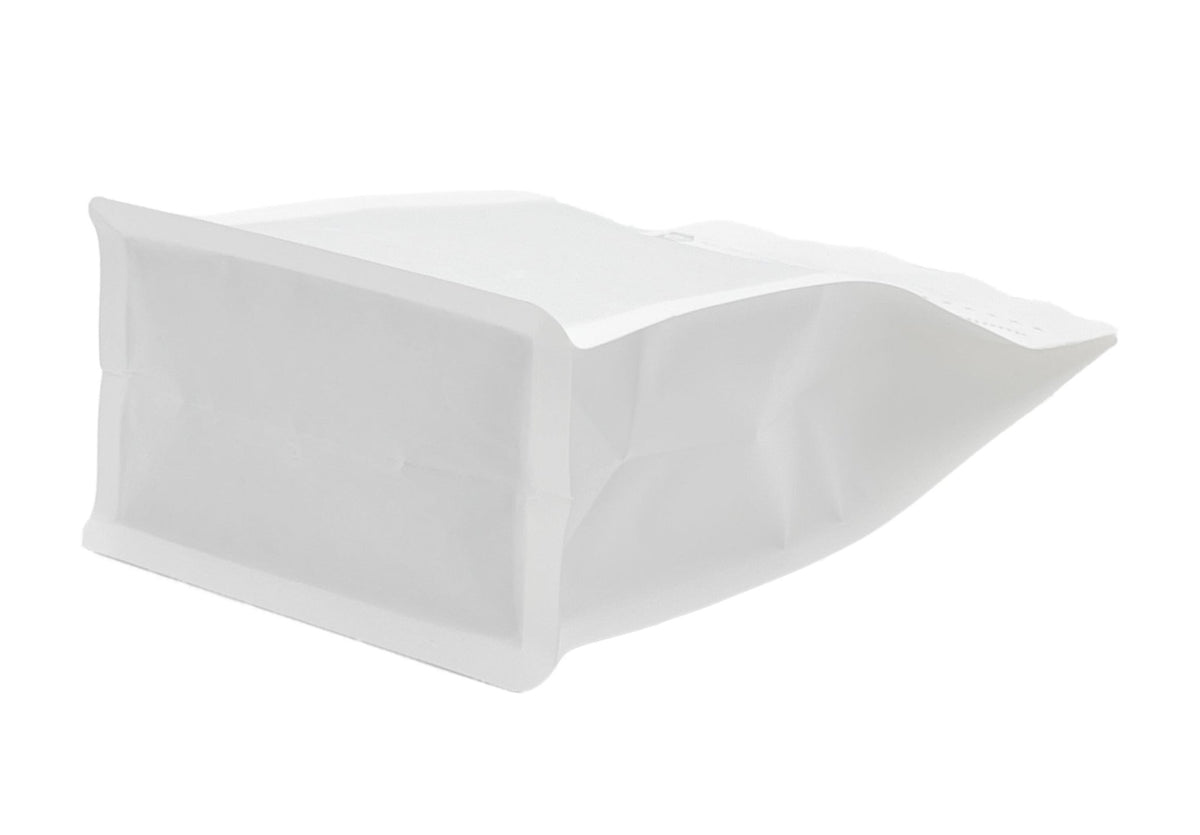 500 St. Kaffeebeutel für 500g Flachbodenbeutel aus Kraftpapier WEISS inkl. Ventil, Front Zipper und Aromaschutz - kaffeeverpackung.com
