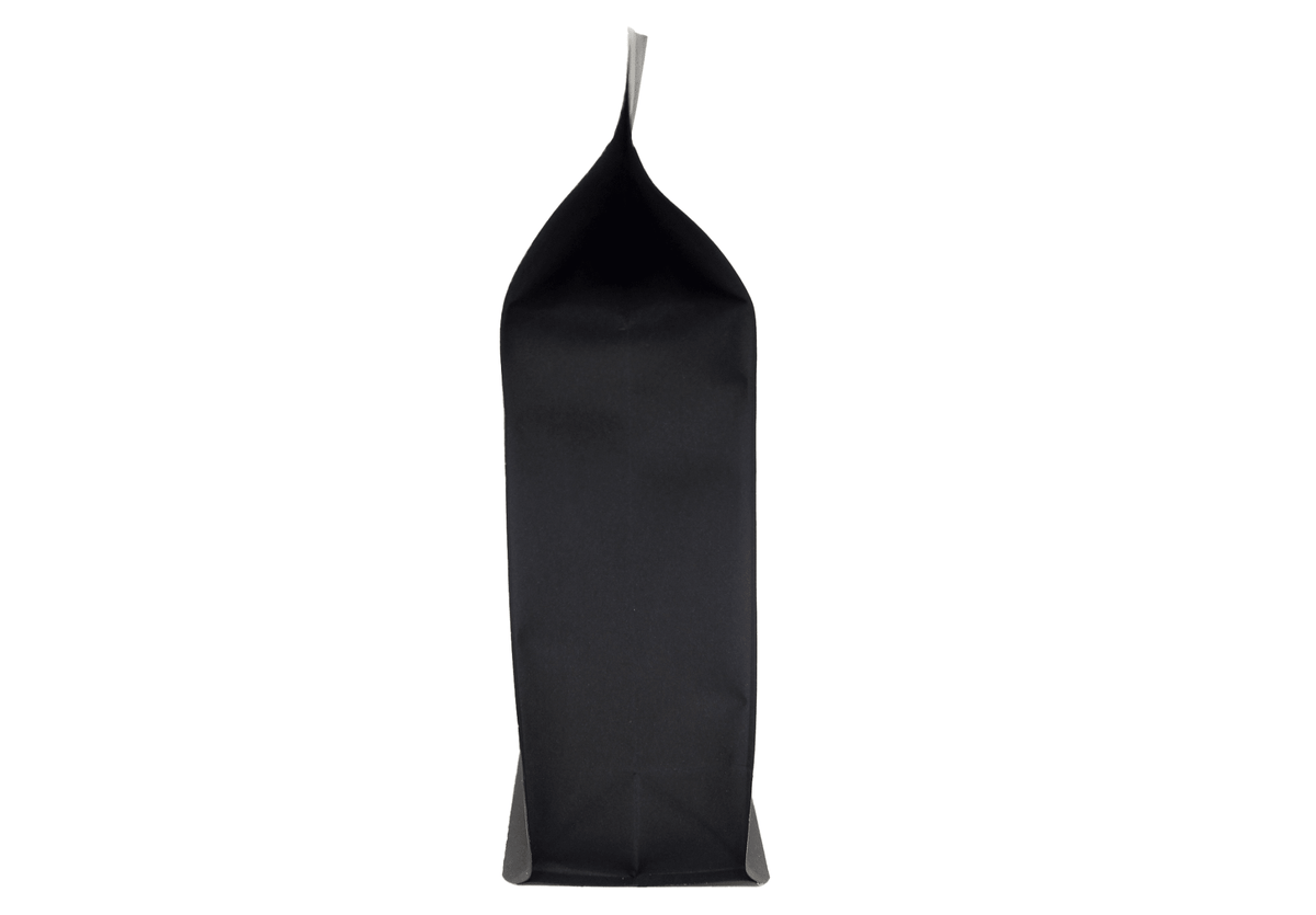 500 Stk. Kaffeebeutel für 1.000g, Flachbodenbeutel aus Kraftpapier SCHWARZ inkl. Ventil - kaffeeverpackung.com - Kaffeebeutel mit Ventil