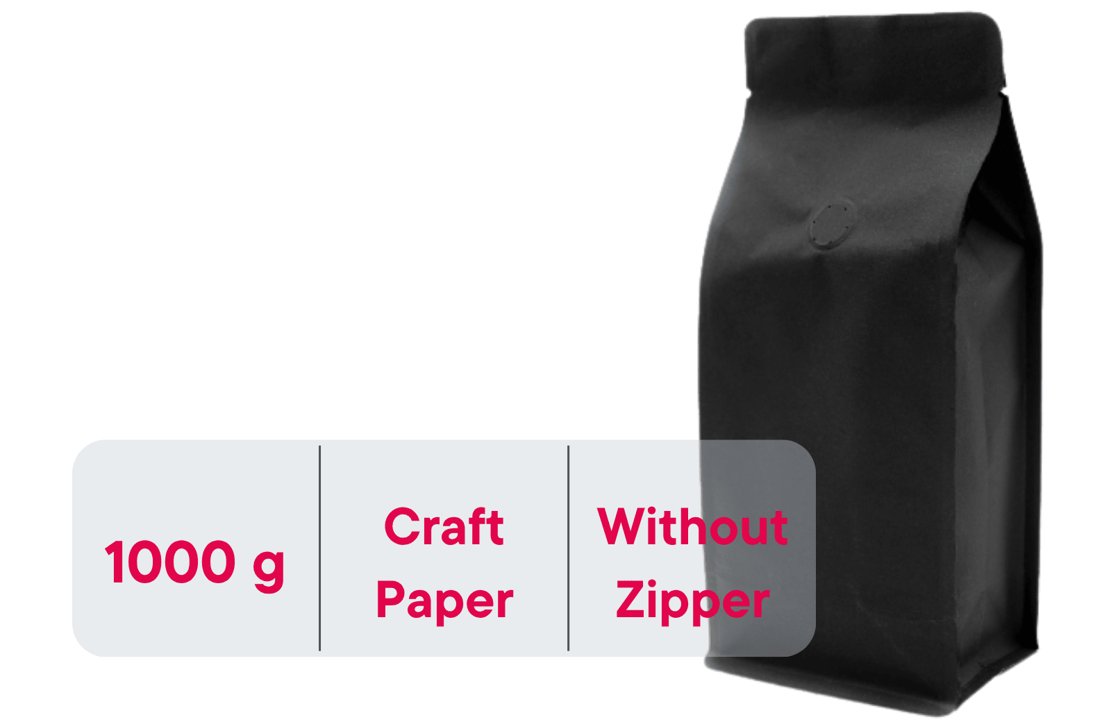 500 Stk. Kaffeebeutel für 1.000g, Flachbodenbeutel aus Kraftpapier SCHWARZ inkl. Ventil - kaffeeverpackung.com - Kaffeebeutel mit Ventil