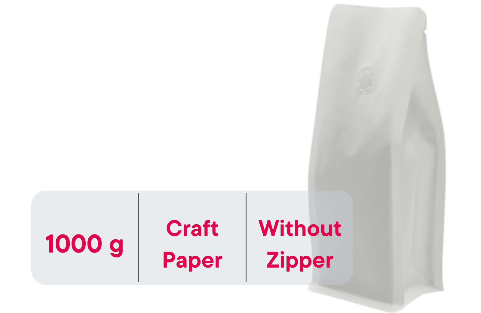 500 Stk. Kaffeebeutel für 1.000g, Flachbodenbeutel aus Kraftpapier WEISS inkl. Ventil - kaffeeverpackung.com - Kaffeebeutel mit Ventil