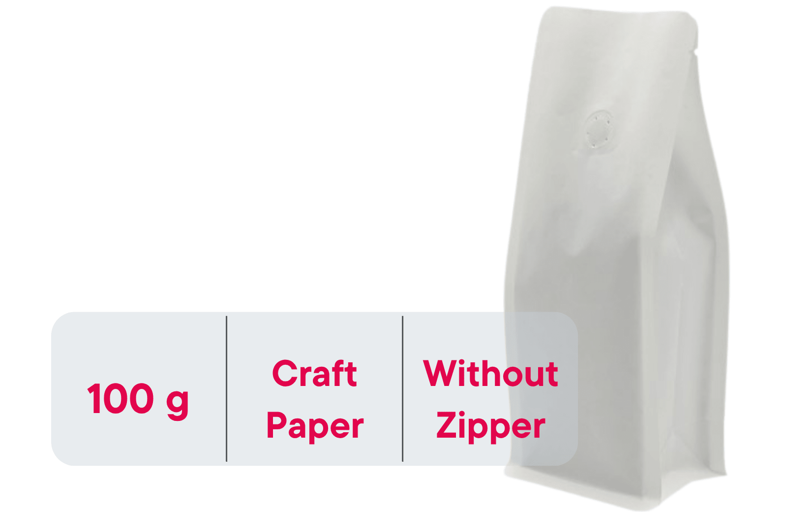 500 Stk. Kaffeebeutel für 100g, Flachbodenbeutel aus Kraftpapier WEISS inkl. Ventil - kaffeeverpackung.com - Kaffeebeutel mit Ventil