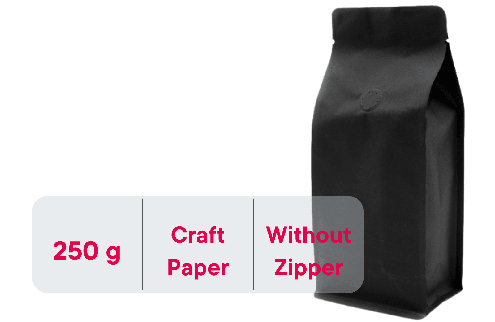 500 Stk. Kaffeebeutel für 250g, Flachbodenbeutel aus Kraftpapier SCHWARZ inkl. Ventil - kaffeeverpackung.com - Kaffeebeutel mit Ventil