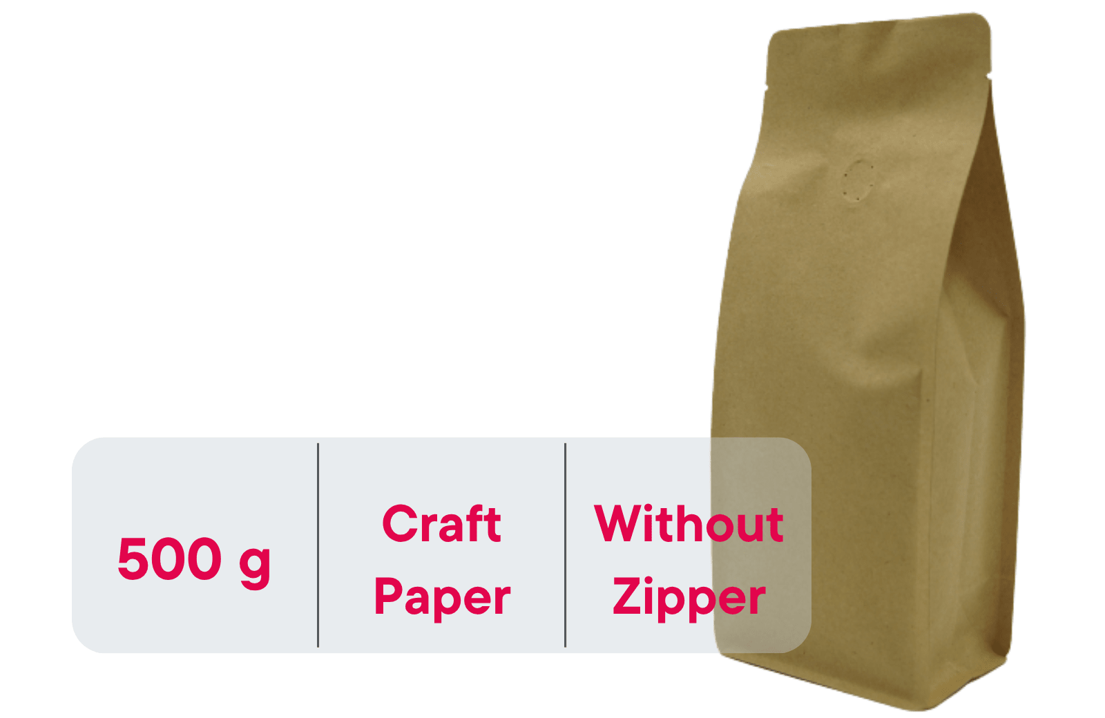 500 Stk. Kaffeebeutel für 500g, Flachbodenbeutel aus Kraftpapier BRAUN inkl. Ventil - kaffeeverpackung.com - Kaffeebeutel mit Ventil
