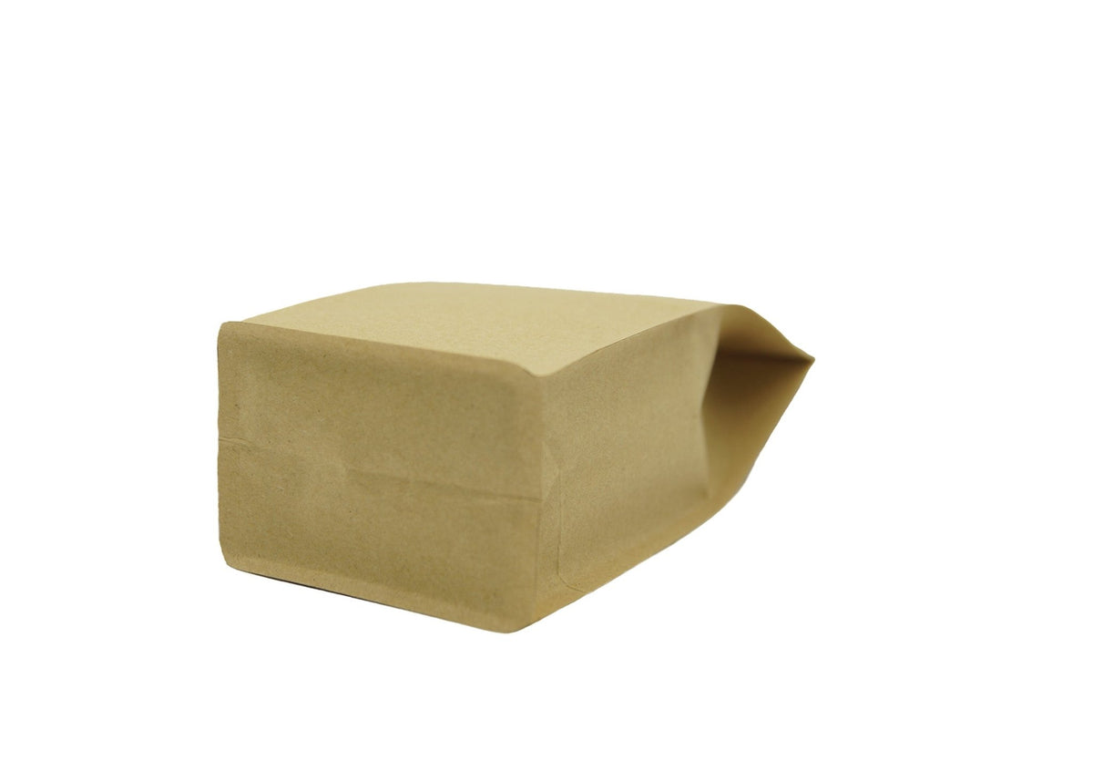 500 Stk. Kaffeebeutel für 1.000g, Flachbodenbeutel aus Kraftpapier BRAUN inkl. Ventil - kaffeeverpackung.com