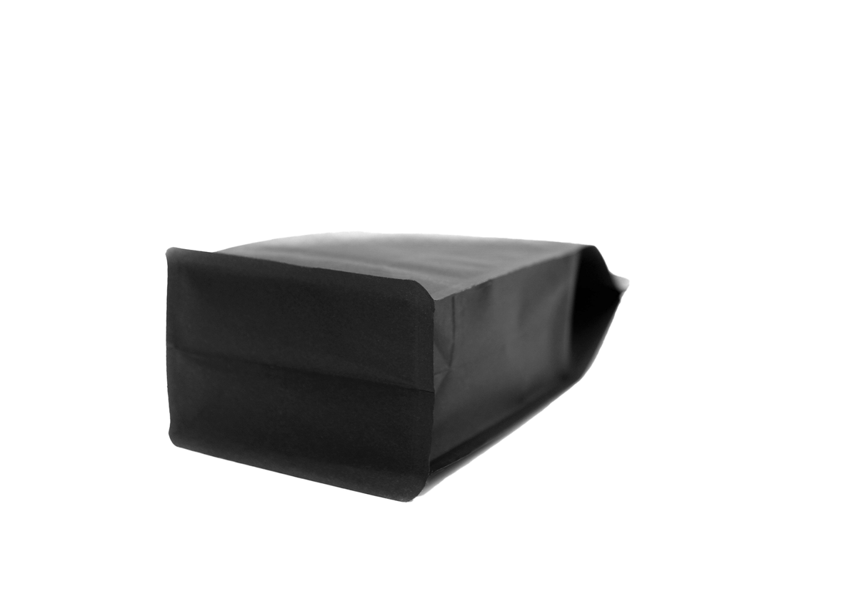 500 Stk. Kaffeebeutel für 1.000g, Flachbodenbeutel aus Kraftpapier SCHWARZ inkl. Ventil - kaffeeverpackung.com