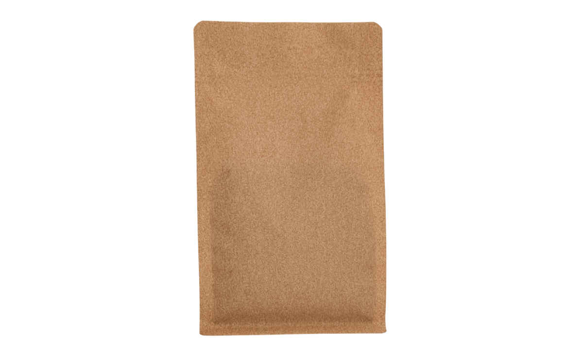 500 Stk. ♺ Kaffeebeutel für 1.000g in BRAUN PAPERLOOK, Flachbodenbeutel aus MONO - Material, inkl. Ventil, Front - Zipper und Aromaschutz - kaffeeverpackung.com