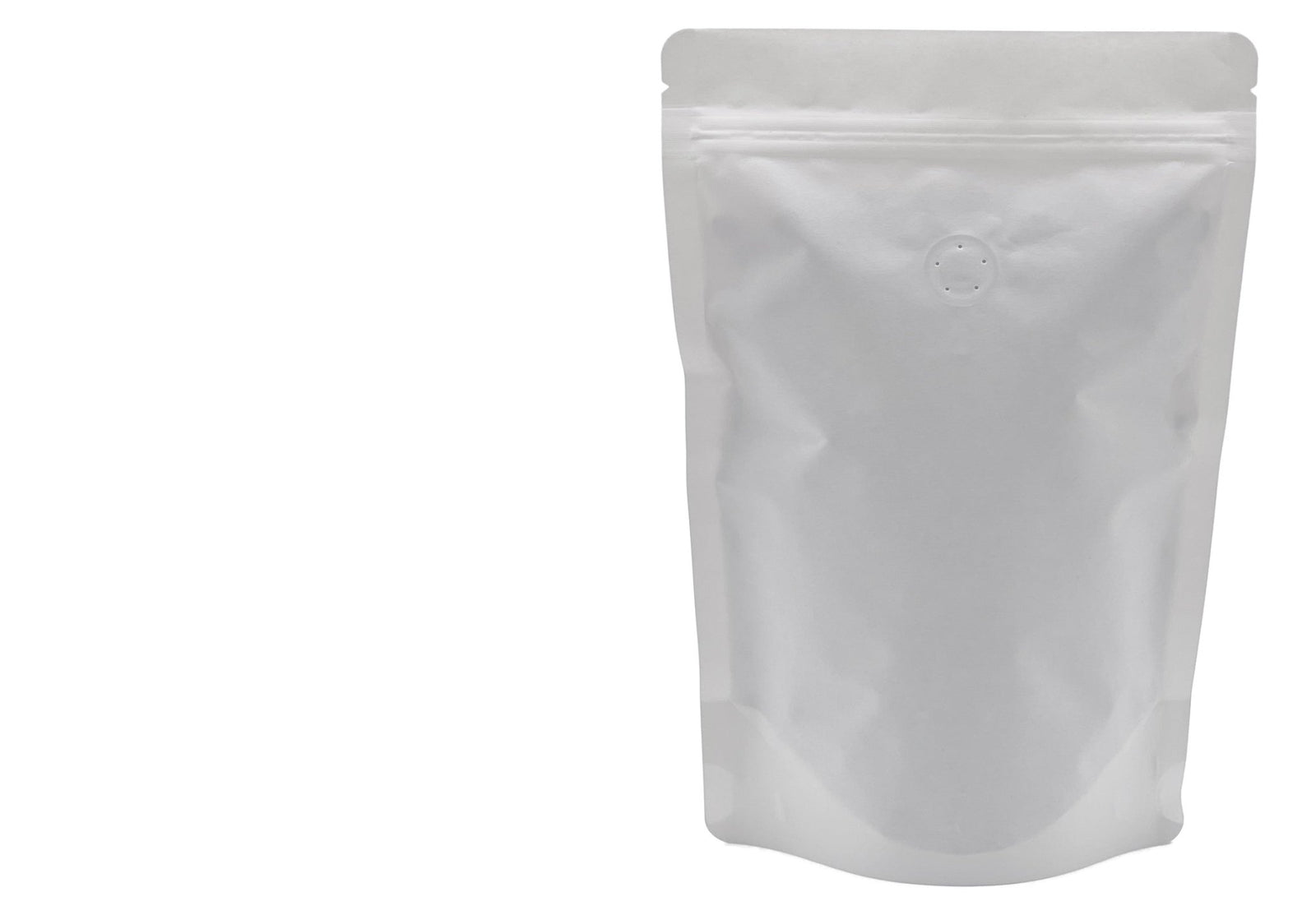 500 Stk. Kaffeebeutel für 1.000g, Standbodenbeutel/Doypack aus Kraftpapier WEISS inkl. Ventil - kaffeeverpackung.com