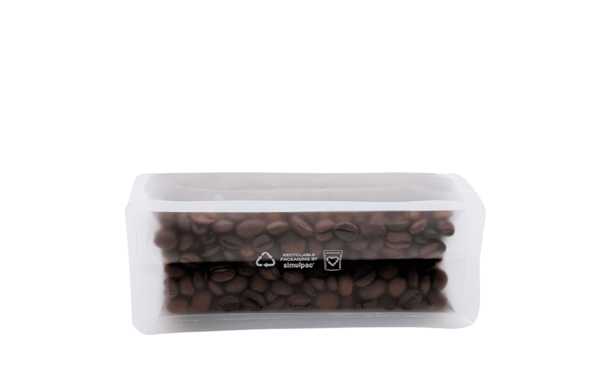 600 Stk. ♺ Kaffeebeutel für 150g in transparent - matt, Flachbodenbeutel RECYCLINGFÄHIG inkl. Ventil, Top - Zipper und Aromaschutz - kaffeeverpackung.com