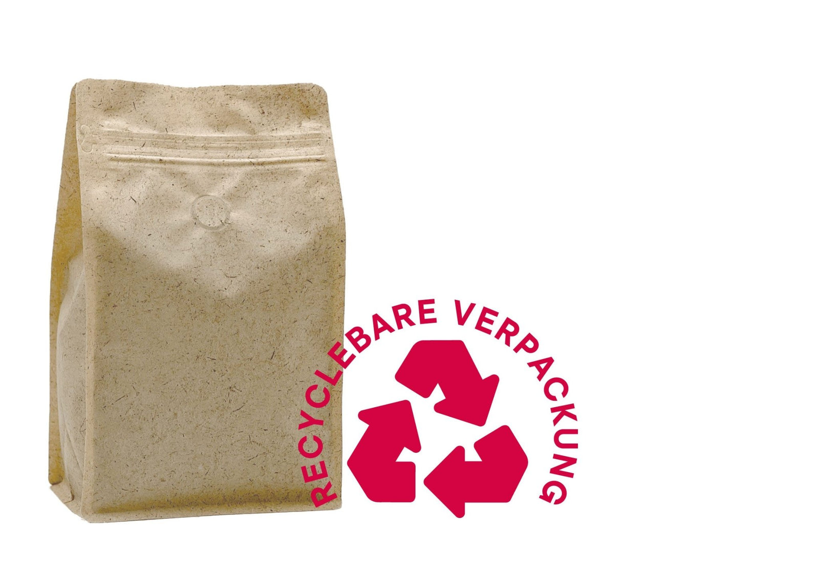 500 Stk. ♺ Kaffeebeutel Flachbodenbeutel RECYCLINGFÄHIG inkl. Ventil, Front-Zipper und Aromaschutz, mit Paper-Touch - kaffeeverpackung.com