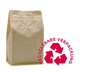 500 Stk. ♺ Kaffeebeutel Flachbodenbeutel RECYCLINGFÄHIG inkl. Ventil, Front-Zipper und Aromaschutz, mit Paper-Touch - kaffeeverpackung.com
