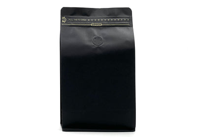 1.000 St. Kaffeebeutel Flachbodenbeutel aus Kraftpapier schwarz inkl. Ventil, Front Zipper und Aromaschutz